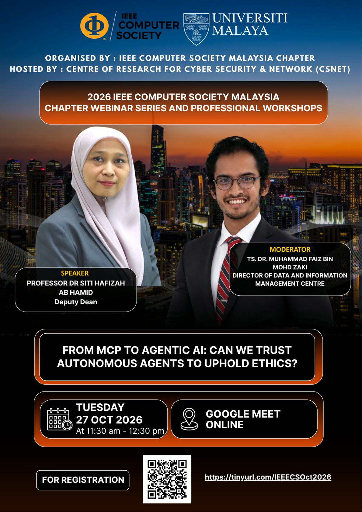 Webinar poster: From MCP to Agentic AI, Can We Trust Autonomous Agents to Uphold Ethics?, 27 October 2026