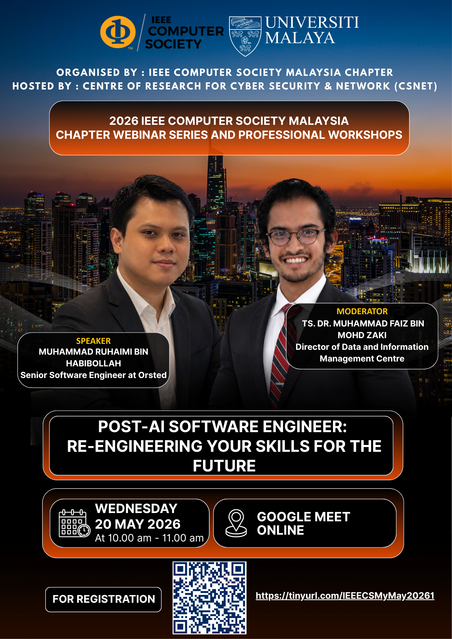 Webinar poster: Post-AI Software Engineer — Re-Engineering Your Skills for the Future, 20 May 2026